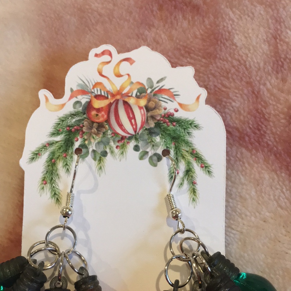 Christmas Holiday Jumbo Lights Pierced Fashion Earrings NWT Handcrafted 2.25” - Picture 4 of 15